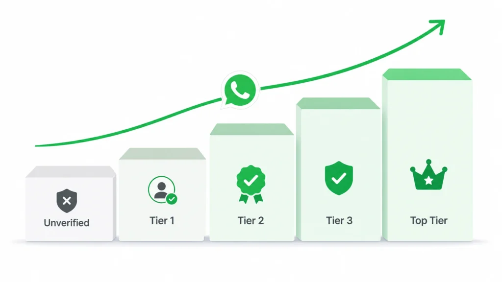 image shows daily message limit by different tier in WhatsApp